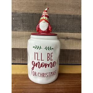 I’ll Be Gnome For Christmas Cookie Jar 12” Gnome On lid